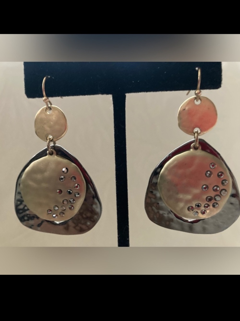 Chico's Yasmia 2” Elegant Drop pierced matte gold rhinestone embellished earring
